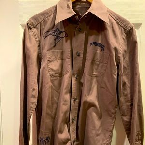 Diesel men dress shirt (brown) with embroidered print
